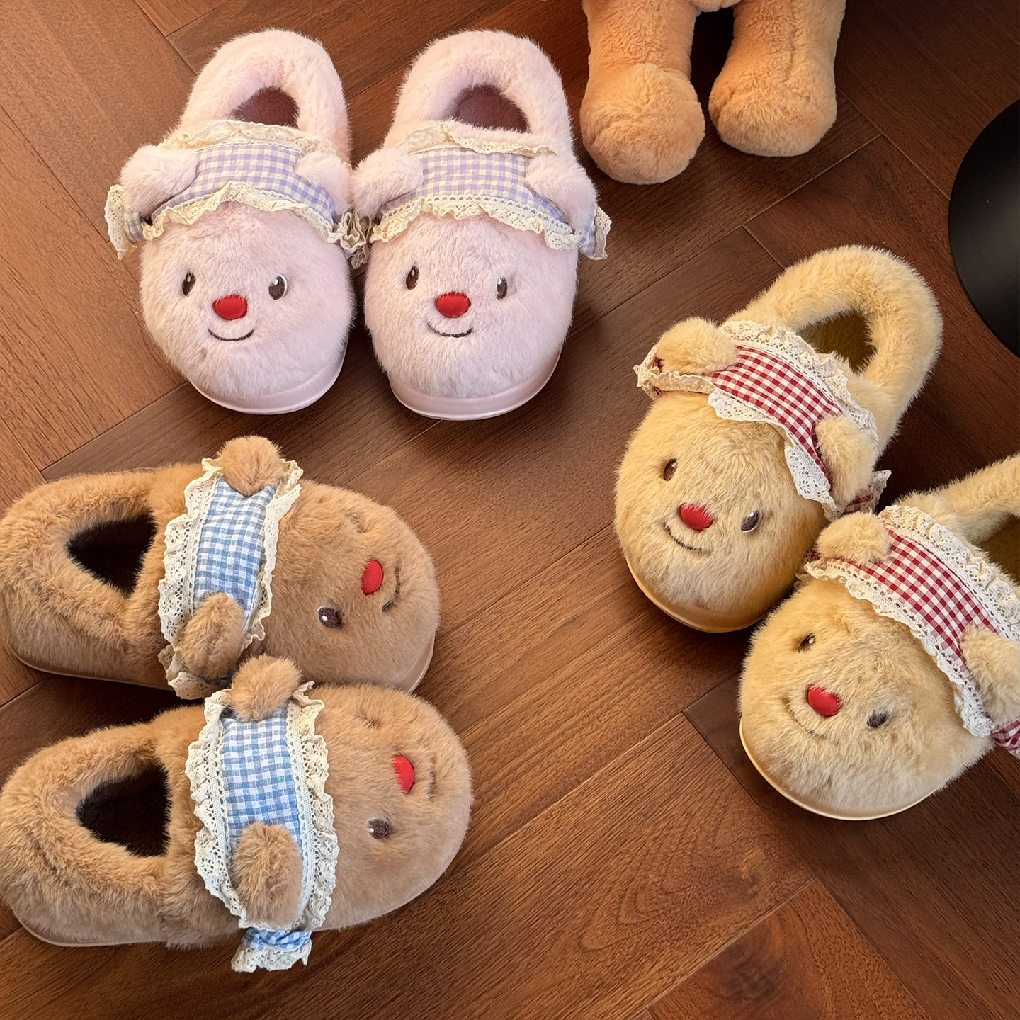 可爱黄油小熊棉鞋女2025冬季新款外穿厚底保暖防滑居家包跟棉拖鞋,淘宝优惠券,粉丝福利购,淘宝优惠卷