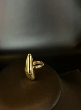 2024新款爆款小众简约高级素面麦穗链弹簧链黄铜电镀24k金戒指