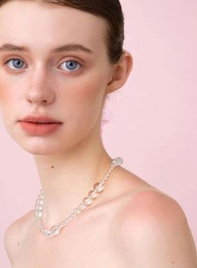 LIKEshop透明白水晶锁骨链轻奢原创小众设计气质短链女