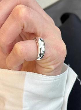 小众设计感光面重工实心通体ins胖墩墩极简背简约冷淡风开口戒指