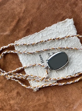 原创设计欧美极简男女同款月光宝盒吊坠编织棉绳长项链轻奢百搭