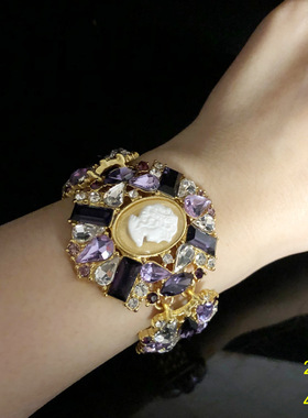 欧美夸张个性满钻项链时尚重工轻奢手链耳钉小众百搭毛衣链套装女