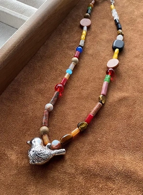 V*t*Pla*et买手店 Pic*iqu*多宝满足鸟串珠短项链彩色童趣锁骨链