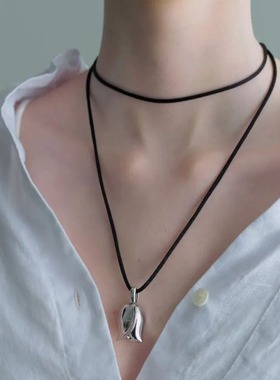 新款梦境花园系列郁金香项链高级感抽绳吊坠个性简约设计感颈链