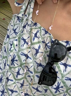 夏季新款婴儿粉海豚项链小众设计度假风高级感时尚叠戴长款毛衣链