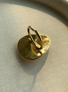 复古椭圆凯旋门几何光面黄铜个性夸张欧美简约金色蛋型戒指指环女