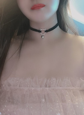 日韩性感小猫咪铃铛女丝绒锁骨链