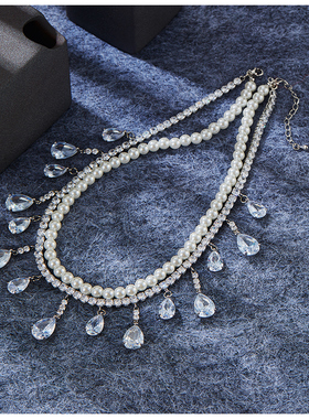 鞠婧祎超奢华项链锆石礼服晚宴