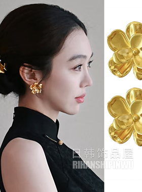 新中式复古金色银杏发簪子
