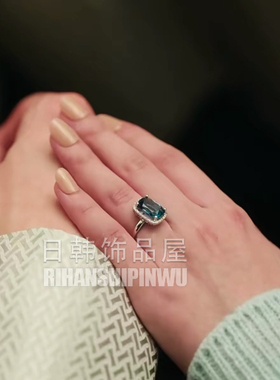 21世纪大君夫人成熙珠同款戒指IU李知恩大钻长方锆石指环开口婚戒