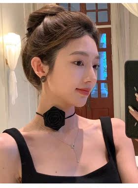 玫瑰花绑带项链ins超火花朵