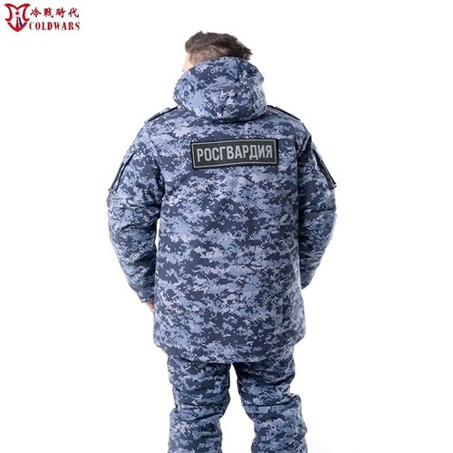 冷战直采俄军公发蓝点奥摩迷彩防寒服雪地作战重型棉质作训军大衣 - 图0