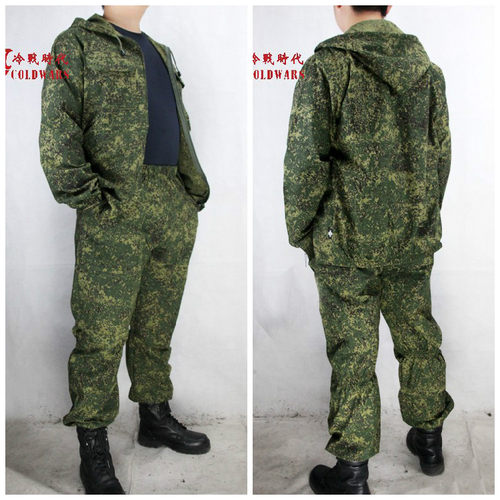 冷战时代外贸俄罗斯KMX迷彩服作战服外衣套服小绿人罩衣白花迷彩 - 图0