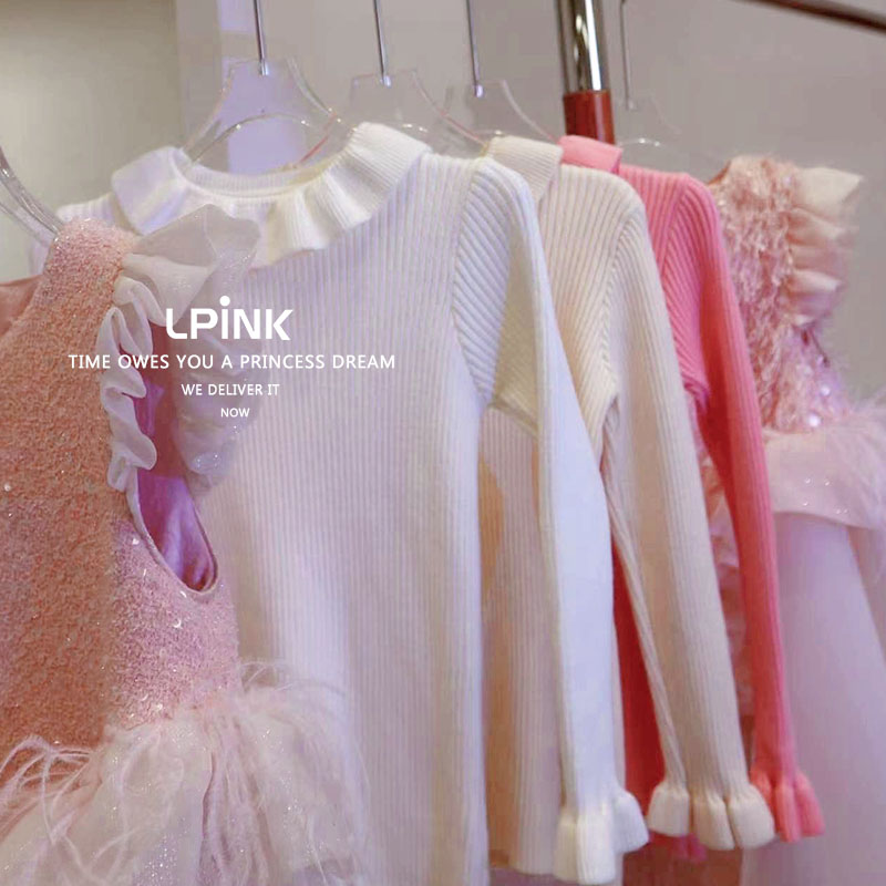 【Lpink 原创童装】女童秋冬款百搭针织荷叶边打底衫 86036 - 图0