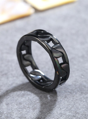时尚钛钢男款戒指 简约网红ins冷淡风链条车链钛钢戒指潮男指环