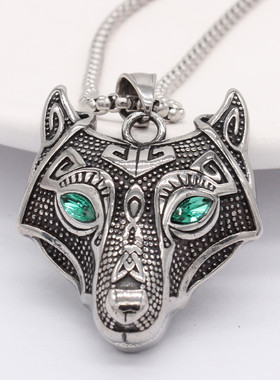 时尚钛钢项链 欧美个性复古草原狼冰原狼钛钢吊坠钛钢项链