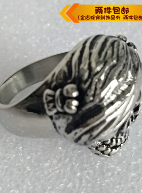 欧美风骷髅头钛钢戒指