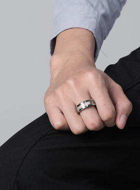 时尚男女戒指 钨钢镶迷彩男士戒指环 迷彩钨金防剐蹭钨金戒指