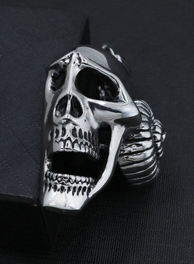 时尚风钛钢复古夸张骷髅头吊坠