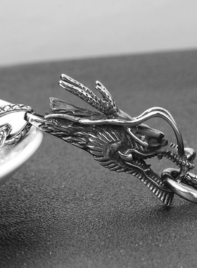 时尚钛钢项链 龙头吊坠 国潮Ins风做旧个性时尚龙头钛钢项链