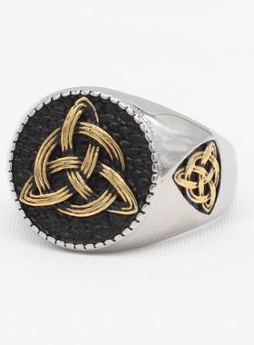 时尚钛钢男款戒指 欧美个性复古维京三角戒指 循环钛钢戒指指环