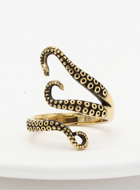 时尚钛钢男款戒指 欧美个性复古八爪鱼章鱼男士钛钢戒指指环