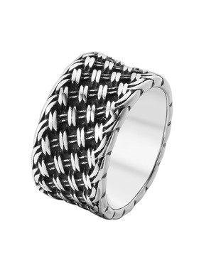时尚钛钢男式戒指 欧美个性复古编织绳结钛钢戒指指环