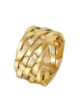 时尚钛钢男款戒指朋克欧美复古宽版编织维京戒指男士钛钢戒指指环