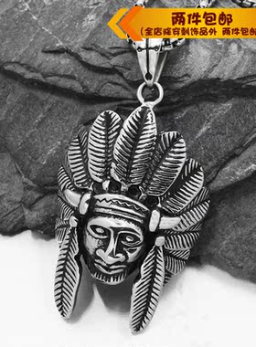 时尚风钛钢头像项链吊坠