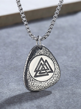 时尚风复古吊坠钛钢项链