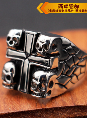 钛钢戒指钛钢时尚骷髅头钛钢戒指