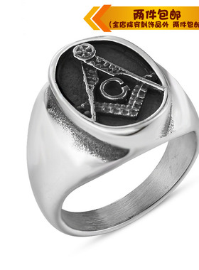复古男士船锚钛钢戒指