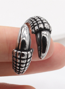 时尚钛钢男款戒指 欧美个性复古鸟爪子利爪钛钢戒指指环