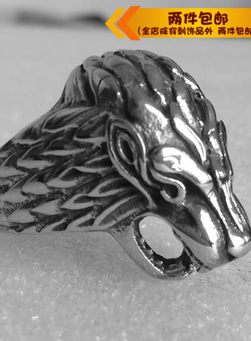 时尚钛钢戒指 穿山甲戒指 时尚创意钛钢男款戒指指环