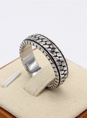 时尚钛钢男式戒指 欧美个性复古几何斜纹钛钢戒指指环