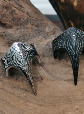 欧美复古朋克风雕花钛钢戒指