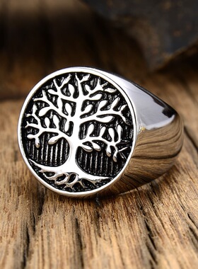 朋克风生命树钛钢戒指