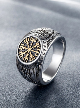 欧美朋克风男士维京人钛钢戒指