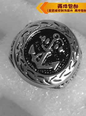 钛钢戒指指环朋克风船锚钛钢戒指