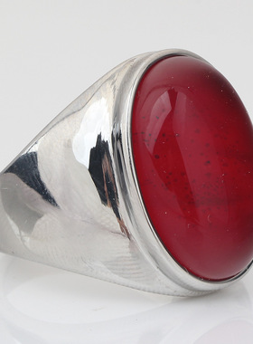 复古哥特风宝石钛钢戒指