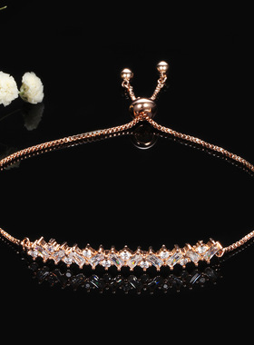 钛钢心之恋风满钻锆石水晶手链