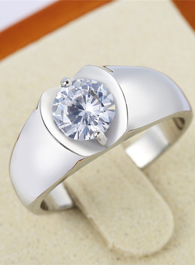 时尚钛钢男款戒指 简约男士结婚钻戒 网红Ins锆石钛钢戒指指环