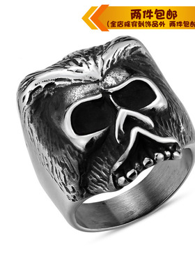 霸气风骷髅头夜店钛钢戒指