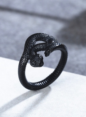 时尚钛钢男款戒指 时尚简约Ins个性复古蛇钛钢戒指指环