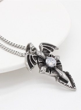 时尚钛钢项链欧美个性复古蝙蝠