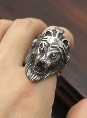 朋克风狮子头钛钢戒指