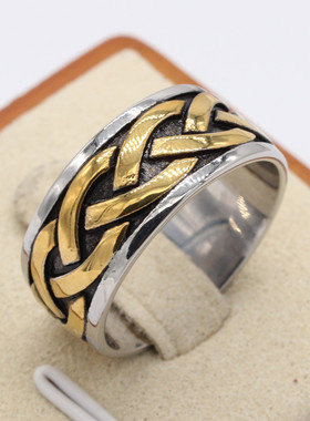 时尚钛钢男款戒指 欧美个性复古编织维京钛钢戒指指环