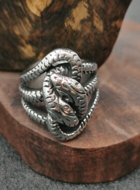 生肖蛇朋克风复古钛钢戒指