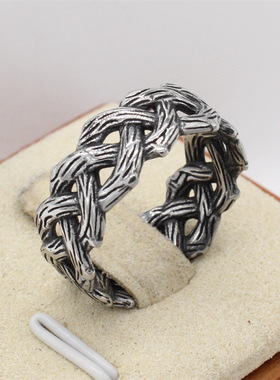 时尚钛钢男款戒指 欧美时尚树枝编织维京凯尔特男款钛钢戒指指环