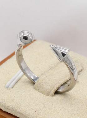 时尚钛钢男款戒指 欧美简约INS风开口戒指 圆球锥头钛钢戒指指环